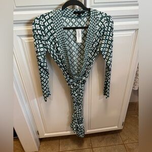 Banana Republic Green and White Midi Dress